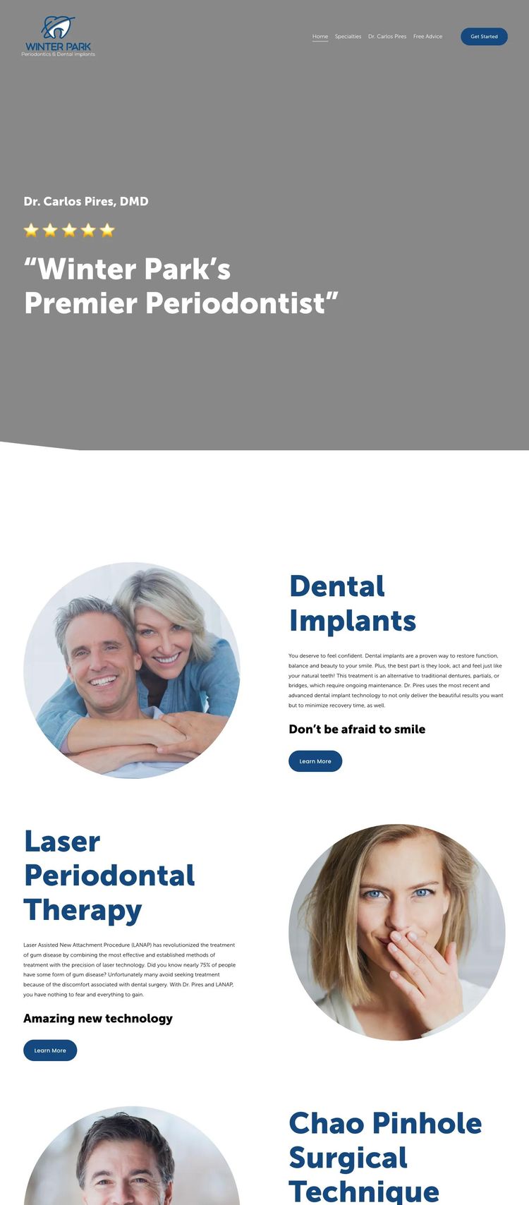 Screenshot 1 of Winter Park Periodontics & Dental Implants (Example Squarespace Dentist Website)
