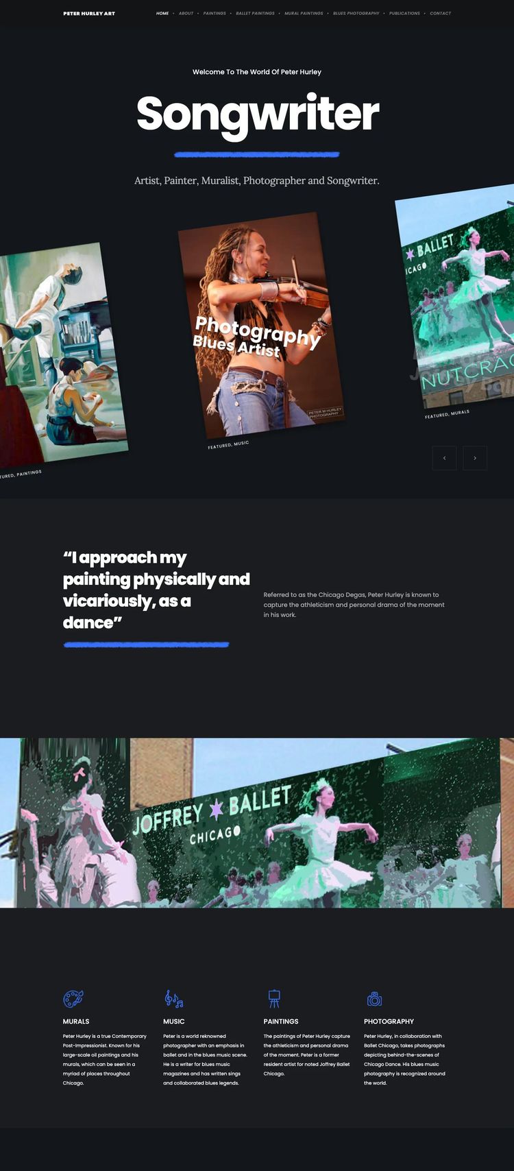 Screenshot 2 of Peter Hurley (Example WordPress Artist Website)