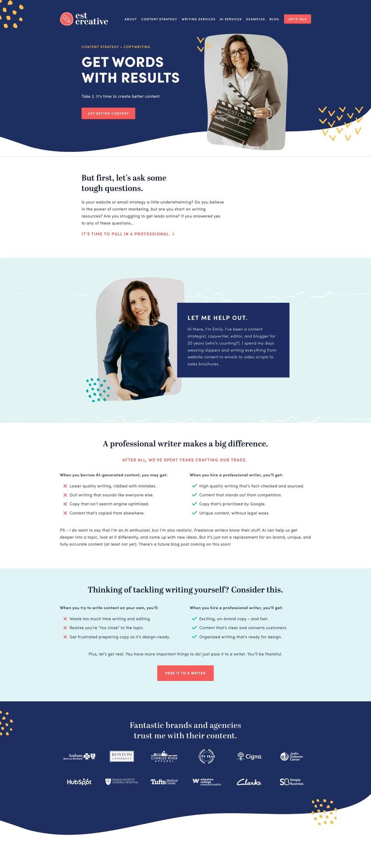 Screenshot 1 of EST Creative (Example Squarespace Copywriter Website)