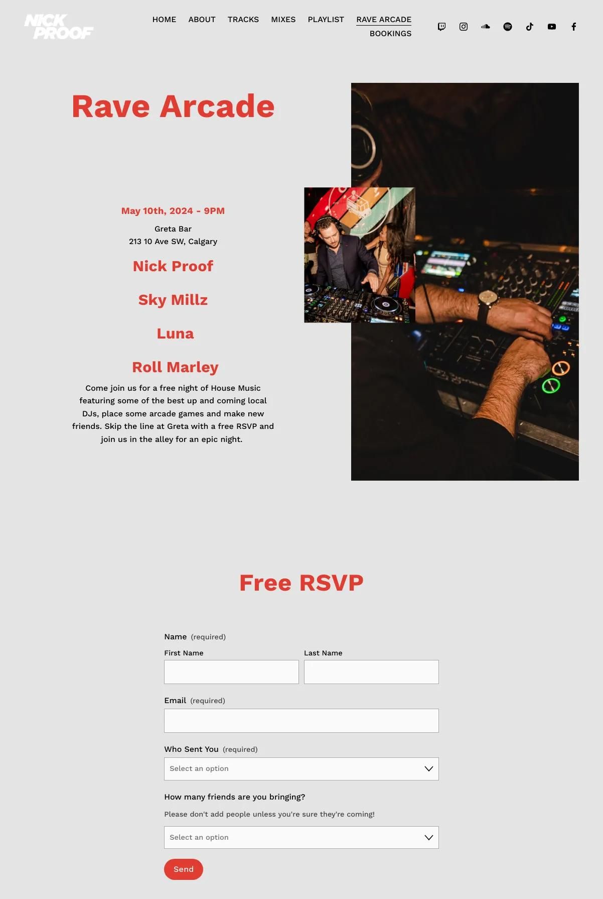 Screenshot 3 of DJ Nick Proof (Example Squarespace Music Producer Website)