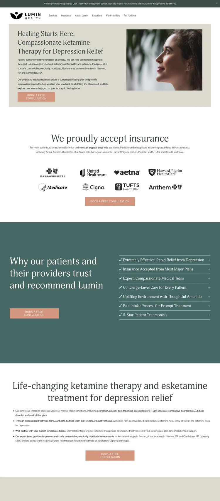 Screenshot 2 of Lumin (Example Squarespace Mental Health Services Website)