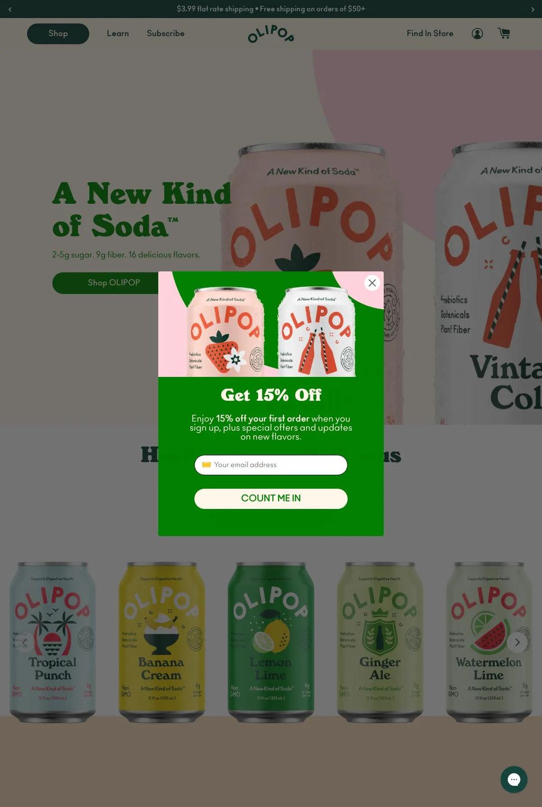 Screenshot 1 of OLIPOP (Example Shopify Food and Beverage Website)
