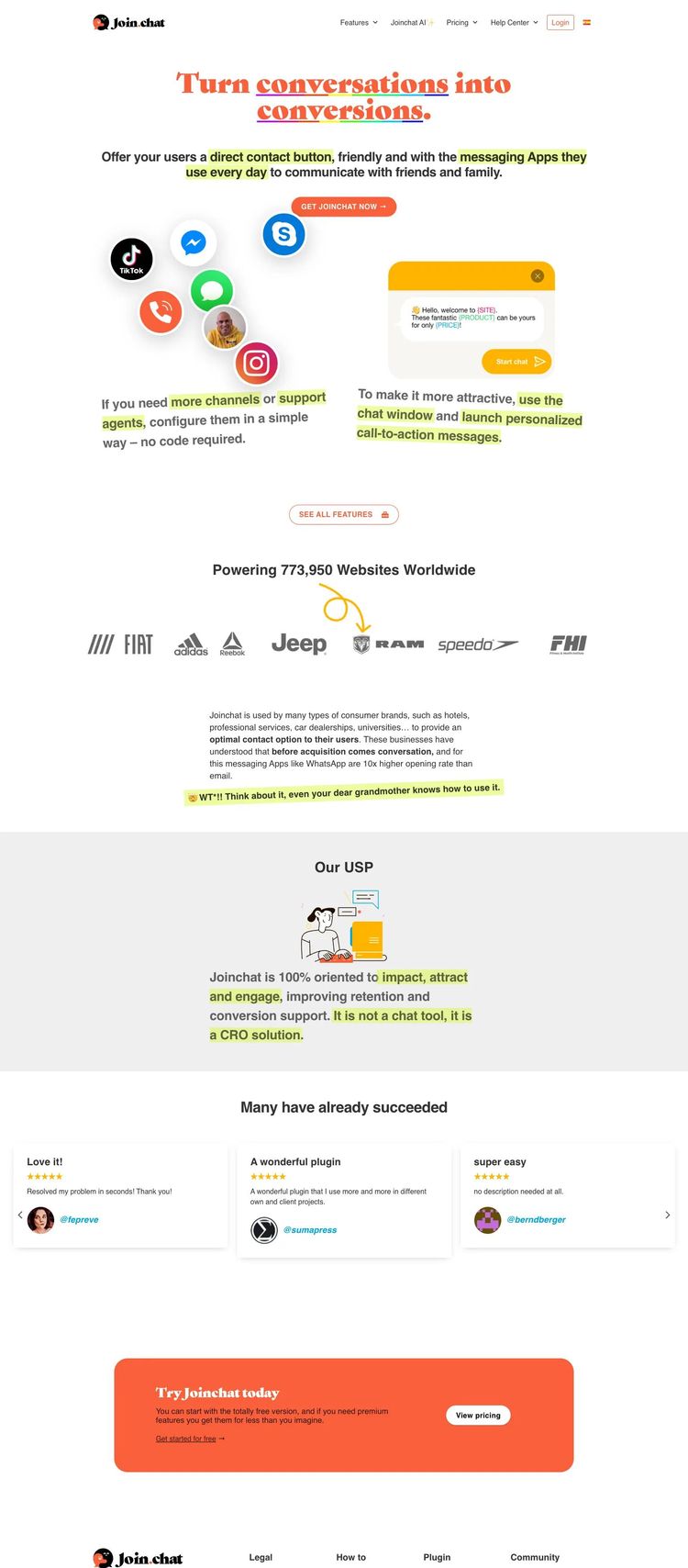 Screenshot 2 of Joinchat (Example WordPress Productivity and Collaboration Website)