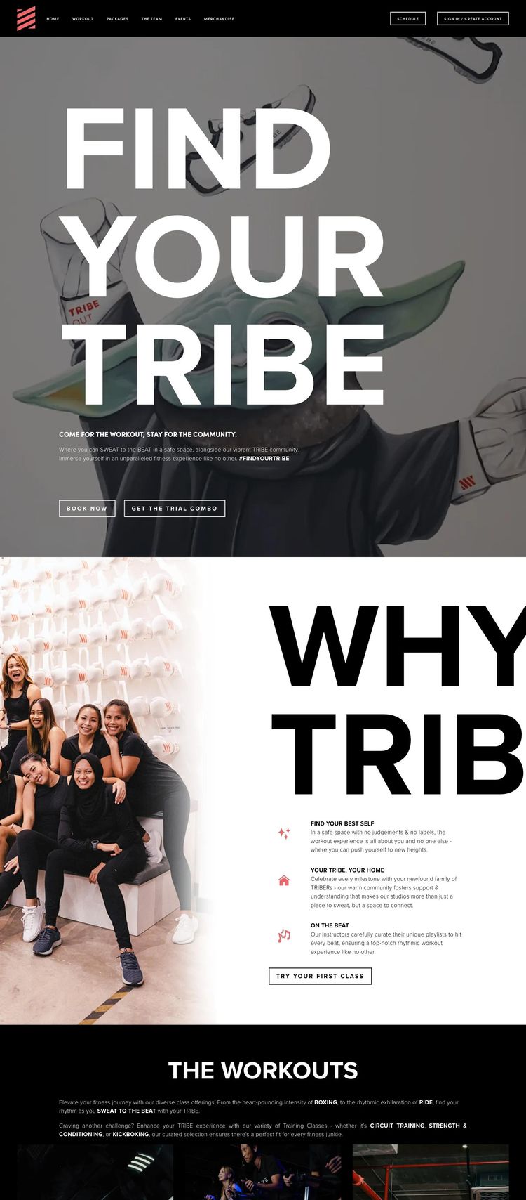 Screenshot 1 of TRIBE Boxing Studio (Example Squarespace Fitness Website)