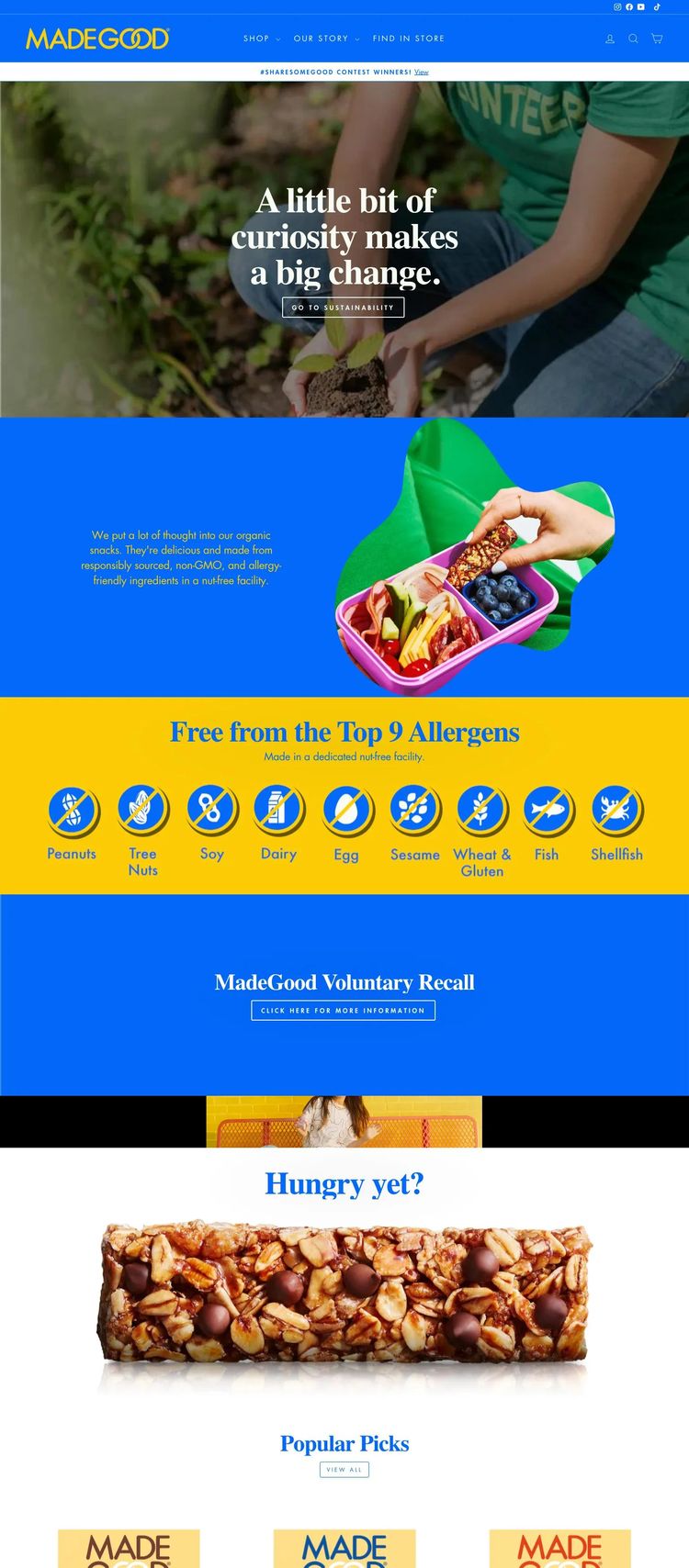 Screenshot 1 of MadeGood (Example Shopify Food and Beverage Website)