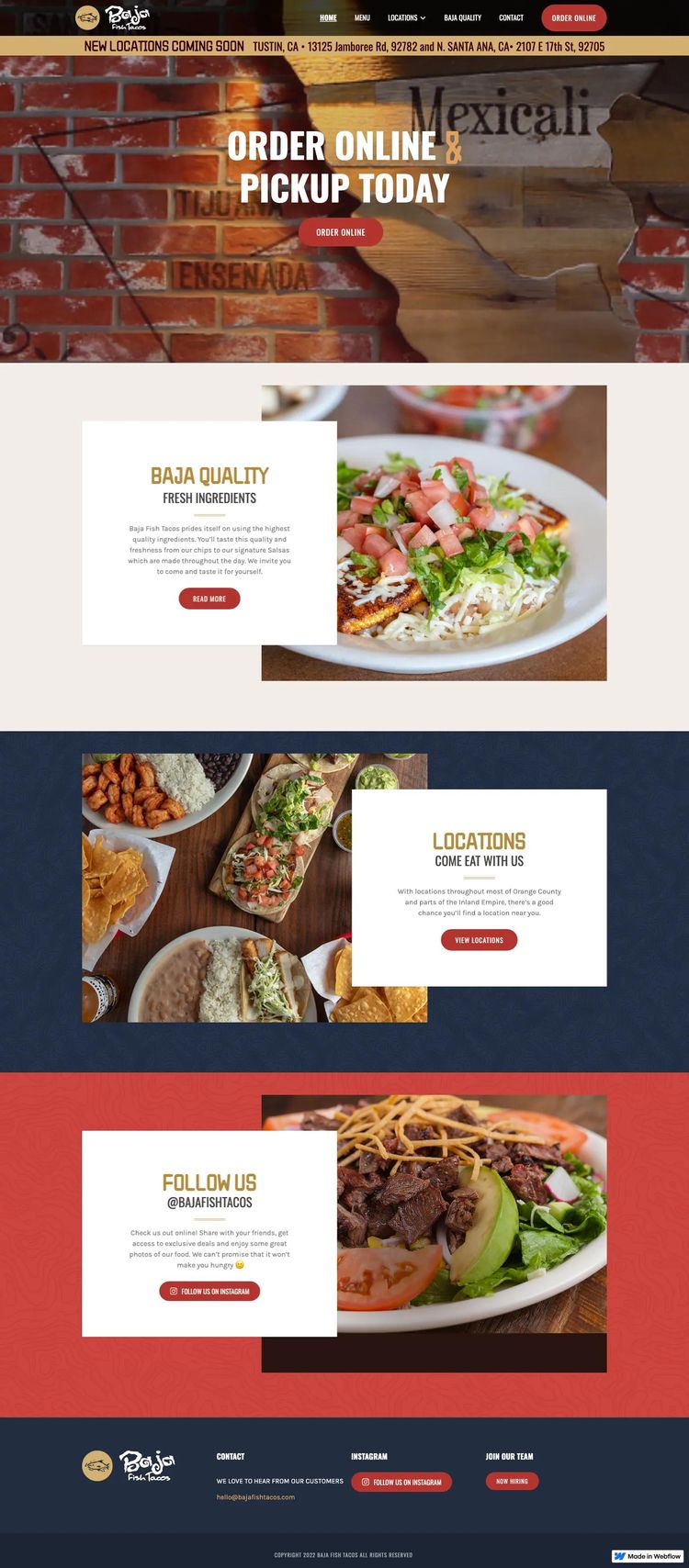 Screenshot 2 of Baja Fish Tacos (Example Webflow Restaurant Website)