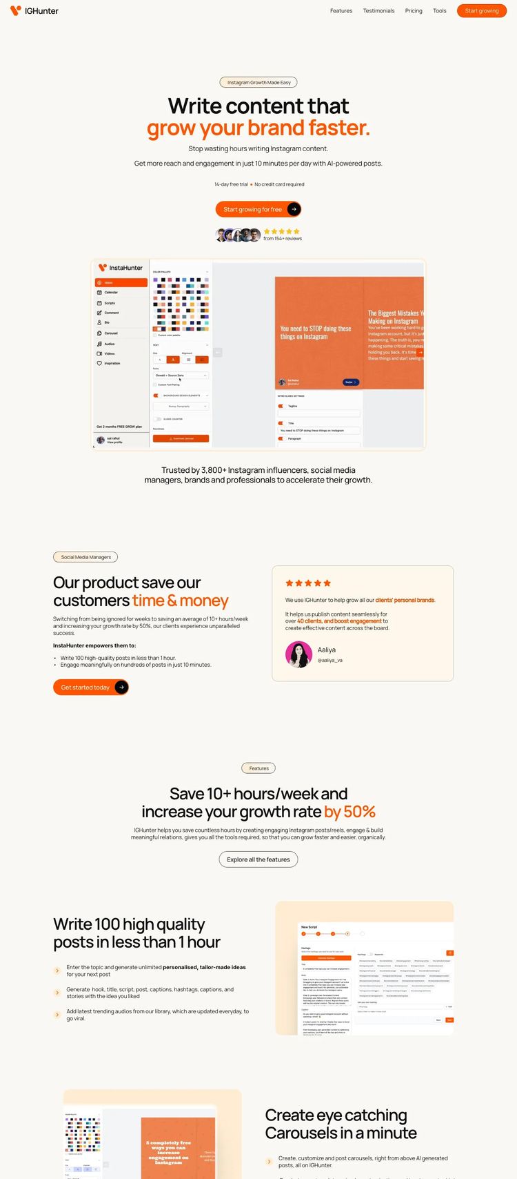 Screenshot 2 of IGHunter (Example Framer Mobile App Website)