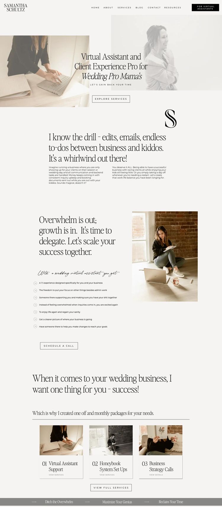 Screenshot 2 of Samantha Schultz (Example Showit Virtual Assistant Website)