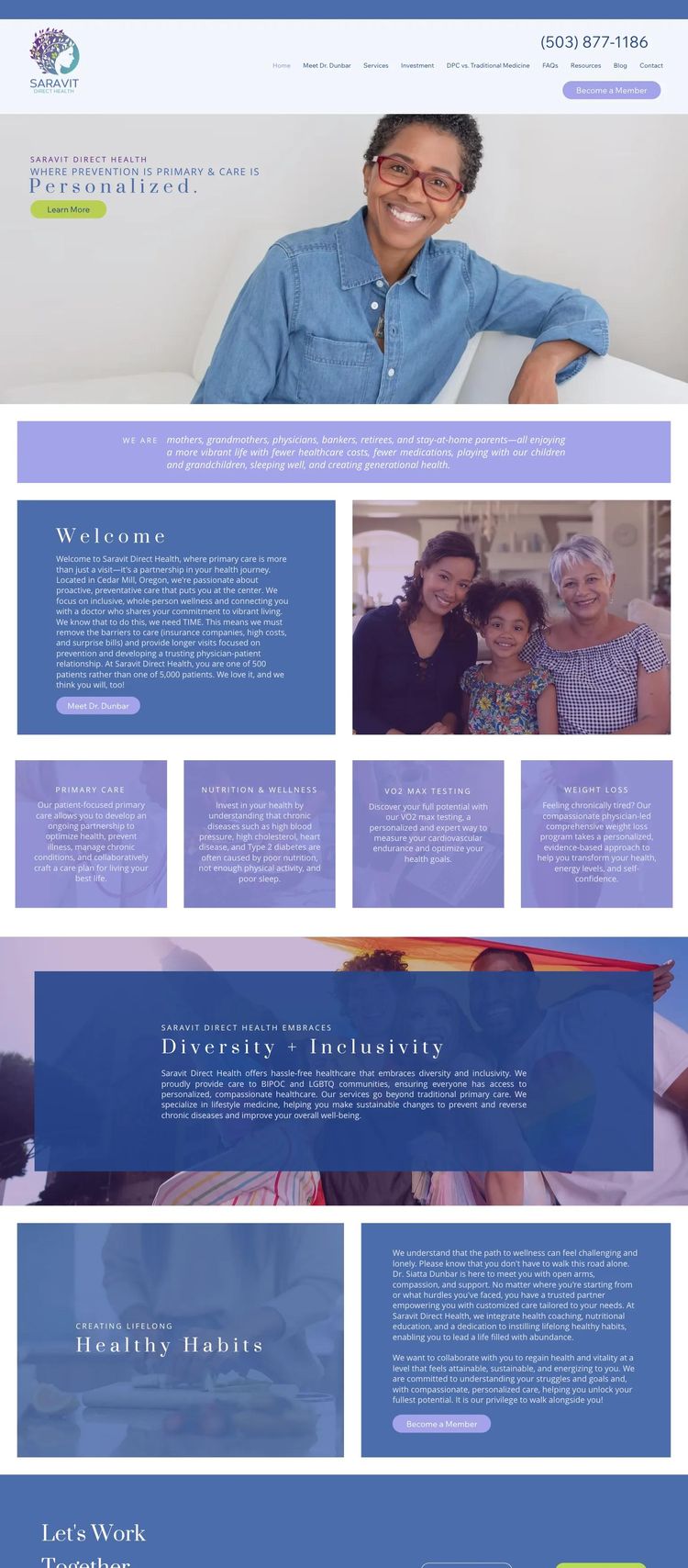 Screenshot 1 of Saravit Wellness (Example Duda Alternative Medicine Website)