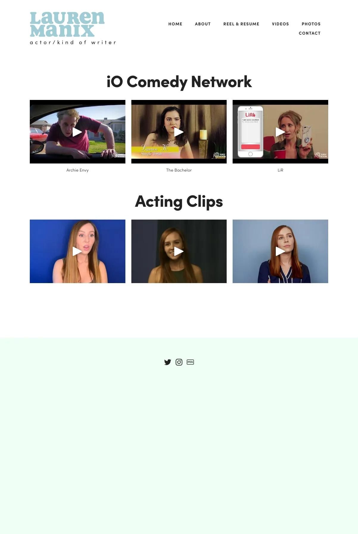 Screenshot 3 of Lauren Manix (Example Squarespace Actor Website)