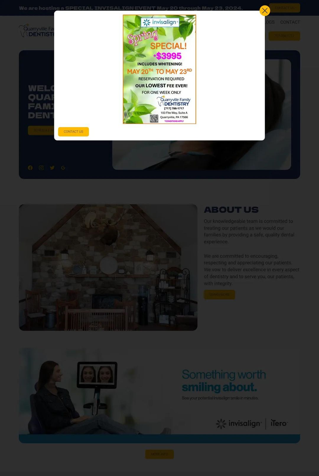 Screenshot 1 of Quarryville Family Dentistry (Example Squarespace Dentist Website)