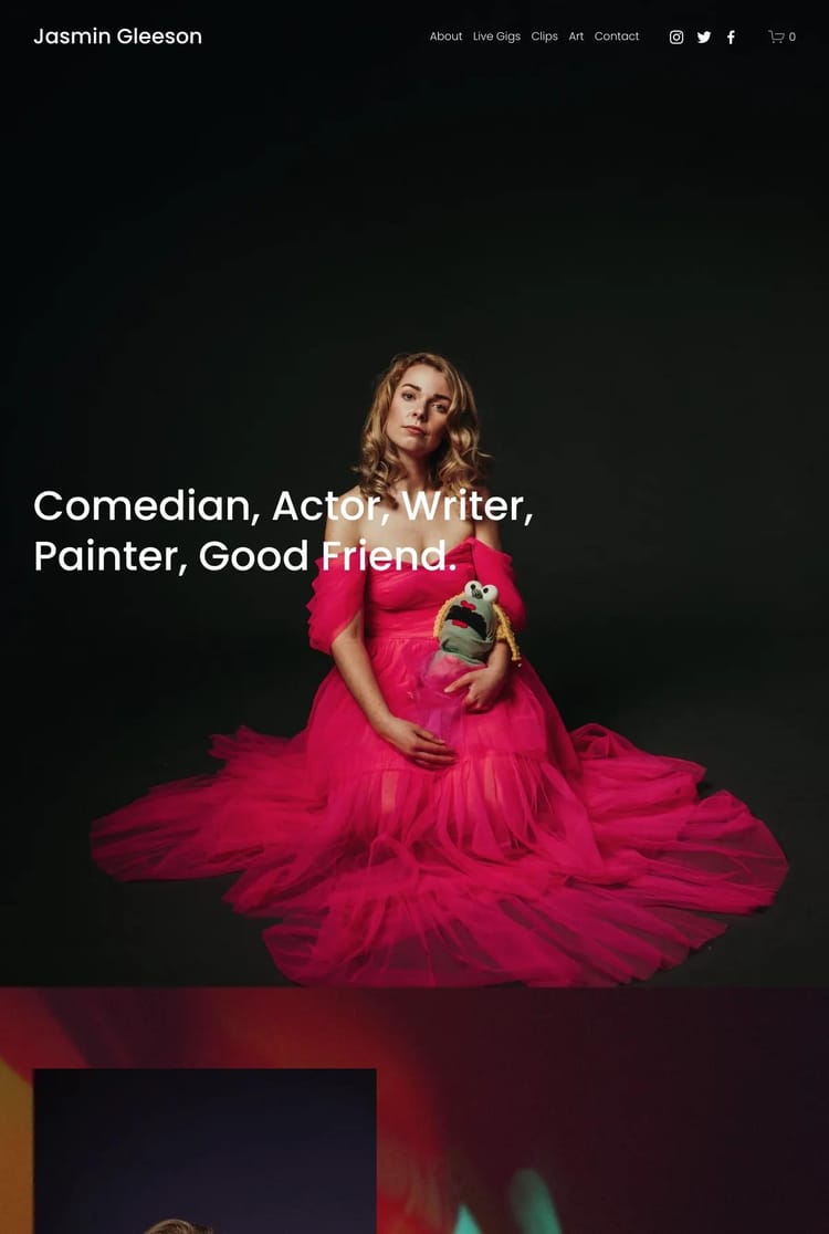 Screenshot 1 of Jasmin Gleeson (Example Squarespace Actor Website)