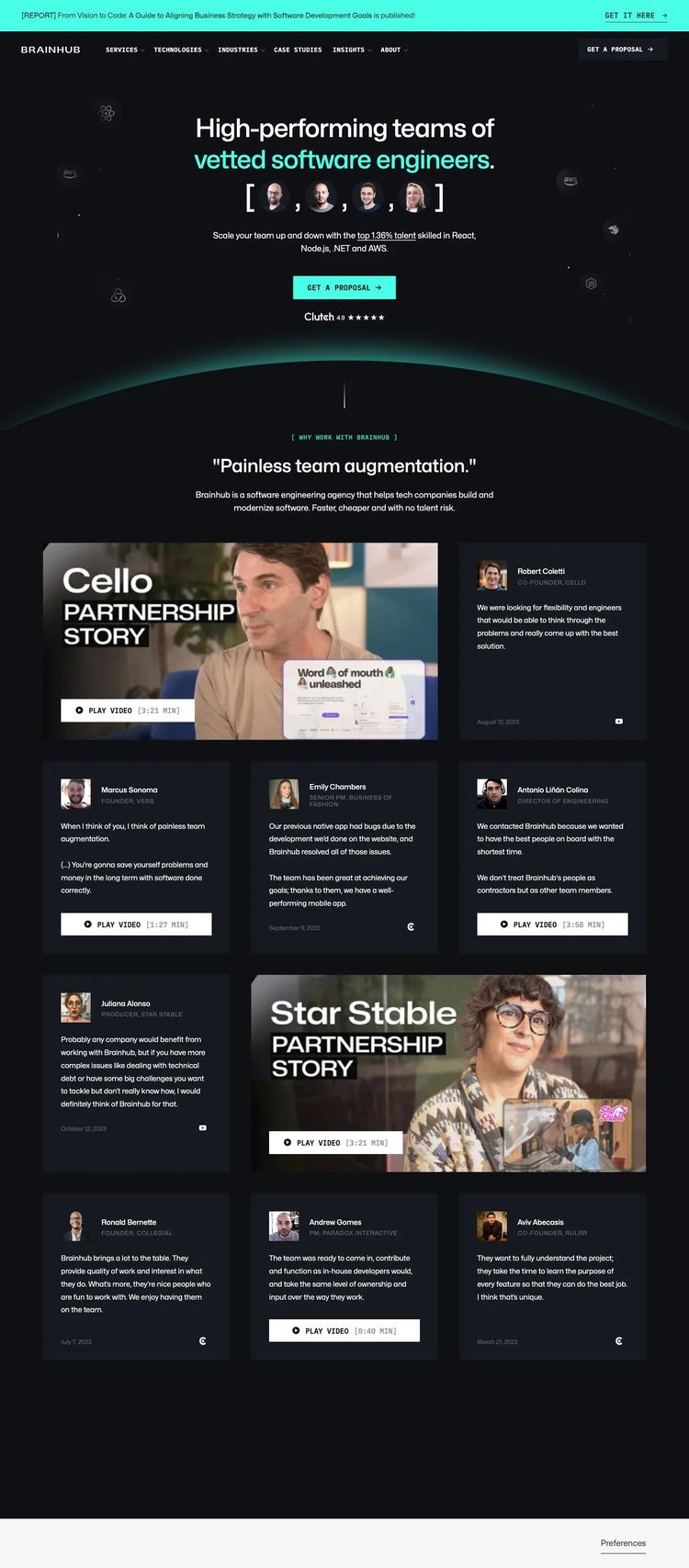 Screenshot 2 of Brainhub (Example Webflow Software Development Website)