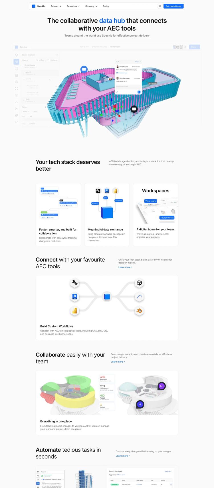 Screenshot 2 of Speckle (Example Webflow Software Development Website)