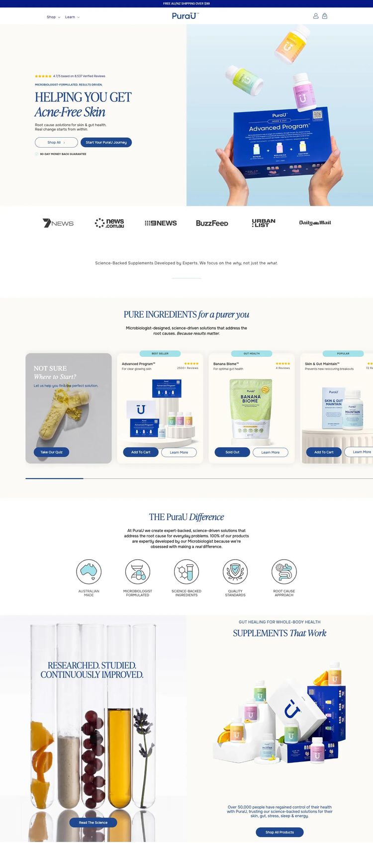Screenshot 2 of PuraU (Example Shopify Beauty Products Website)