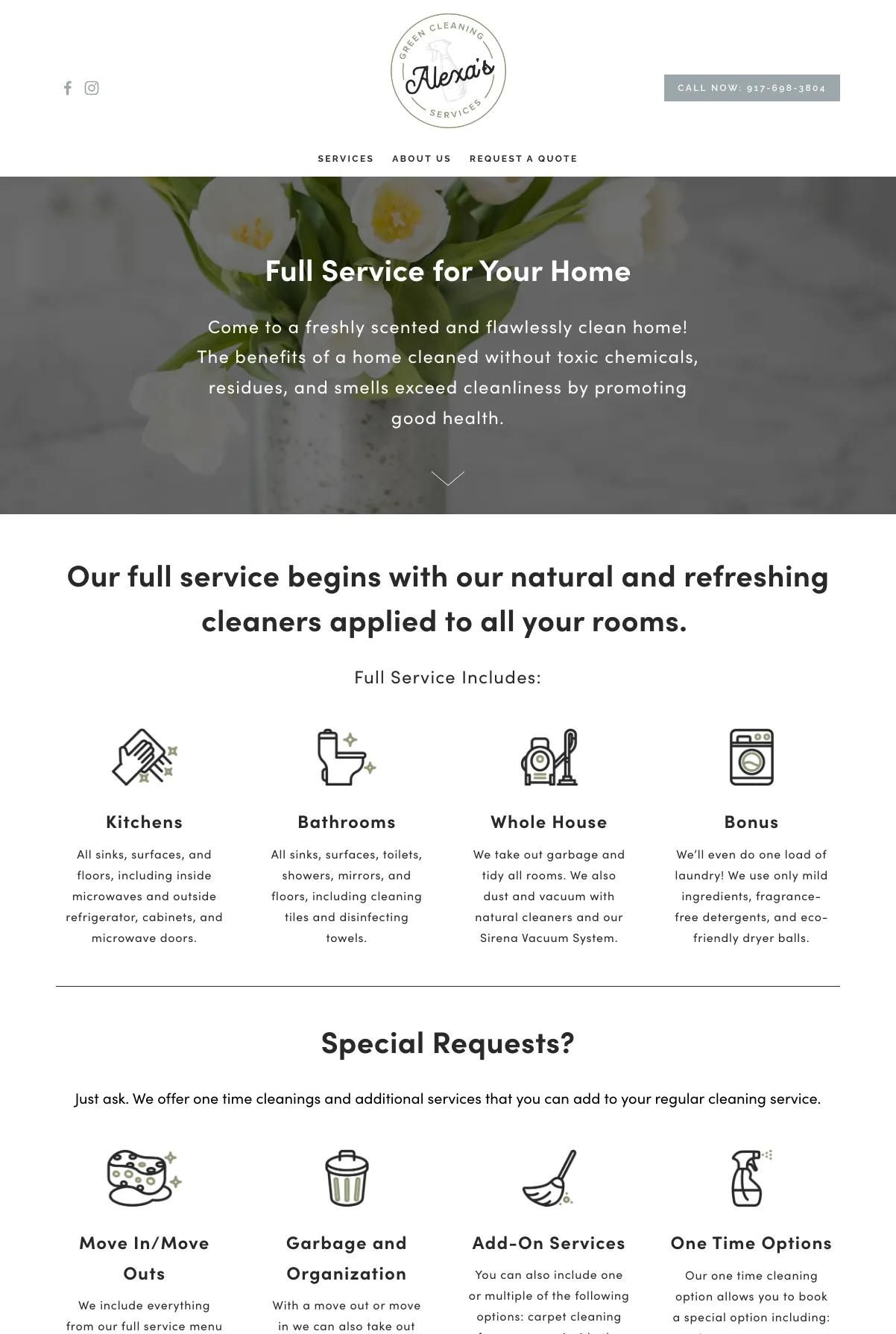 Screenshot 2 of Alexa's Green Cleaning Service (Example Squarespace Cleaning Services Website)