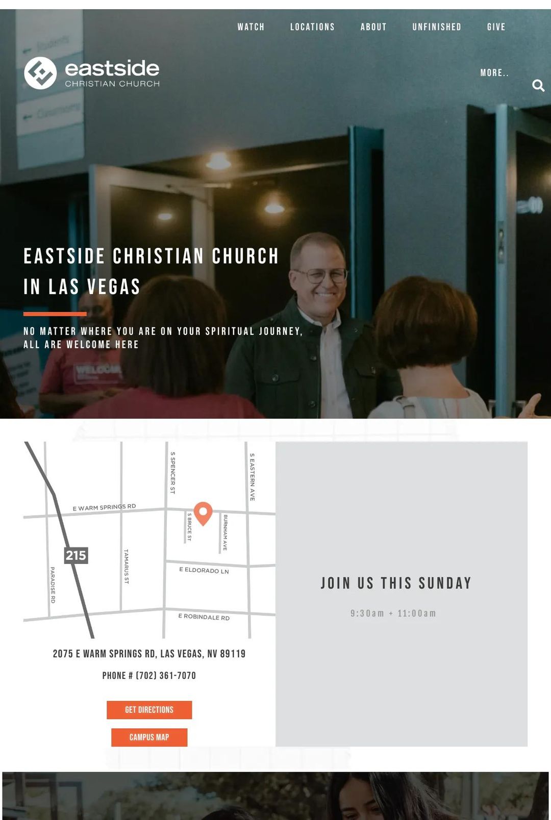 Screenshot 1 of Eastside Christian Church in Las Vegas (Example Squarespace Church Website)