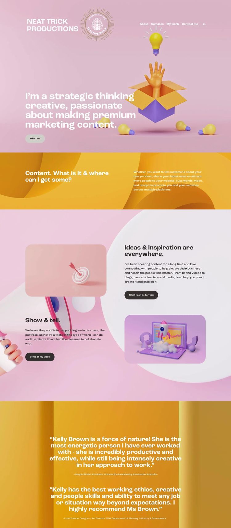 Screenshot 2 of Neattrick Productions (Example Squarespace Marketing Agency Website)
