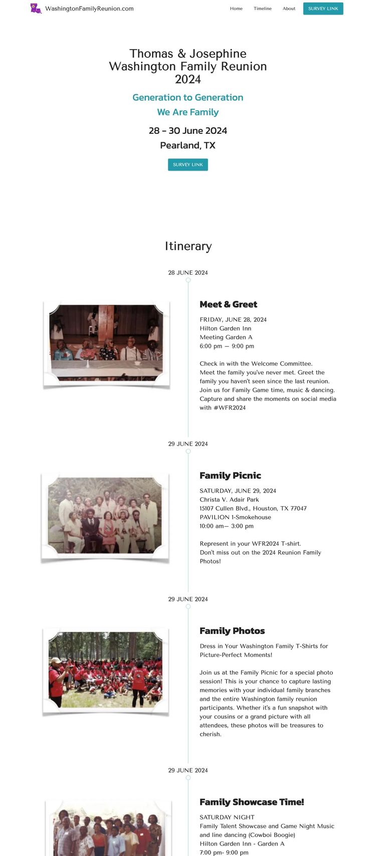 Screenshot 2 of Washington Family Reunion (Example undefined Family Reunion Website)