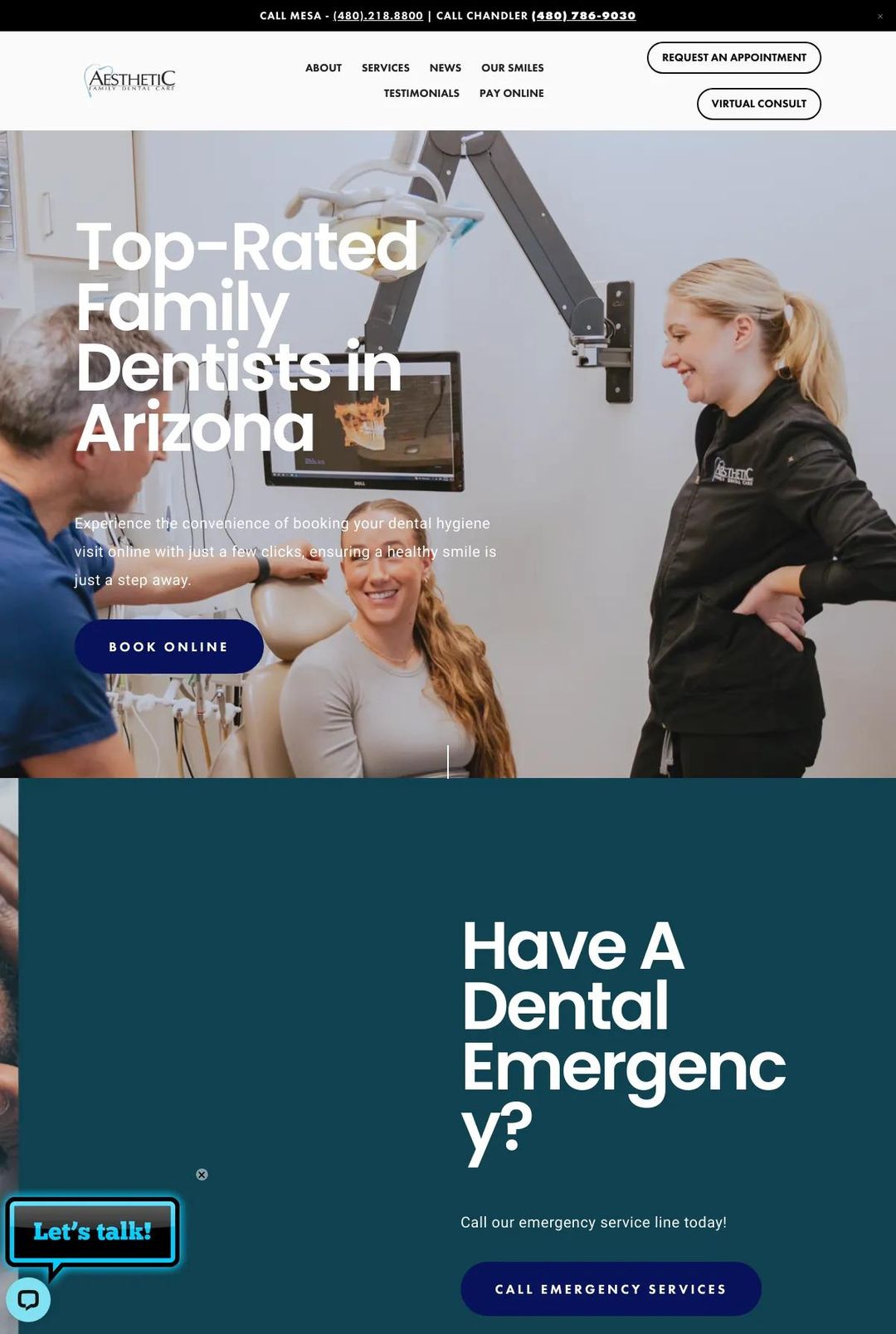 Screenshot 1 of Aesthetic Family Dental Care (Example Squarespace Dentist Website)