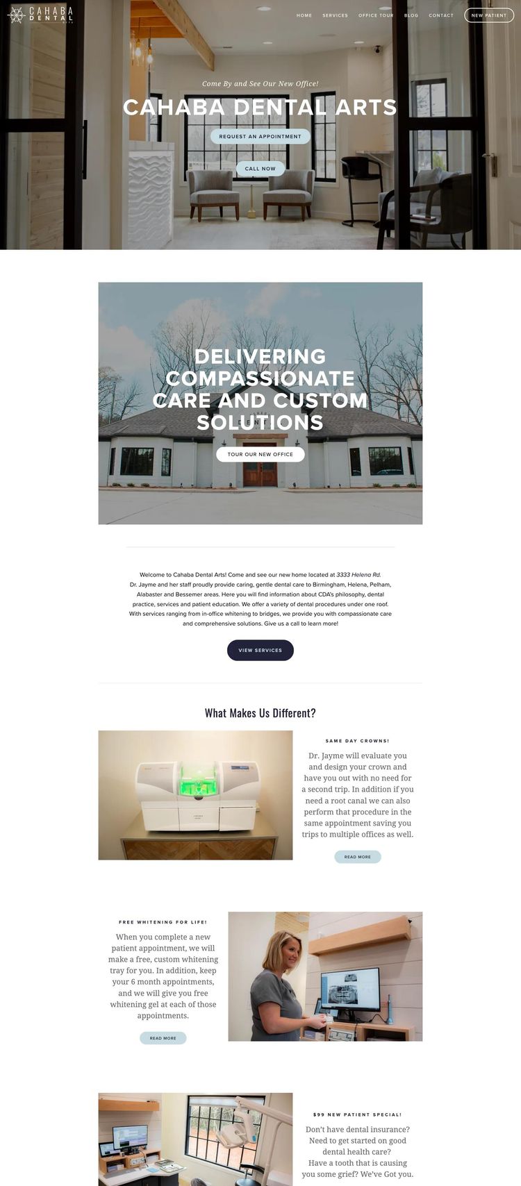 Screenshot 1 of Cahaba Dental Arts (Example Squarespace Dentist Website)