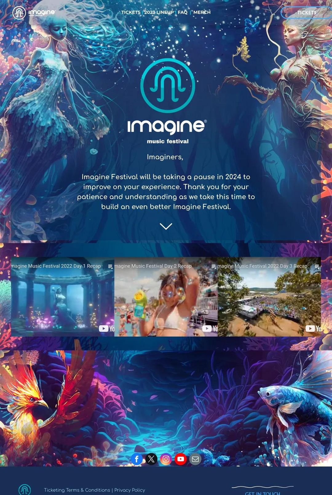 Screenshot 1 of Imagine Music Festival (Example Duda Website)