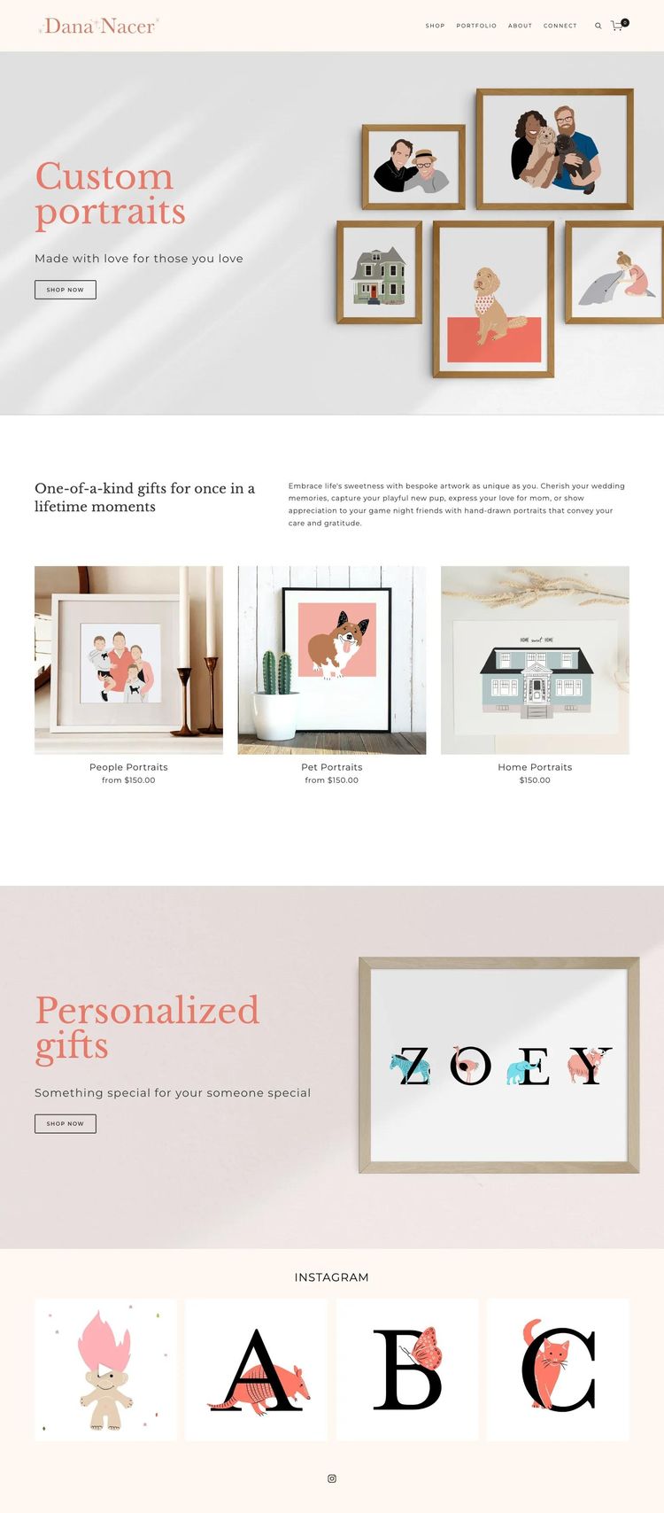 Screenshot 1 of Dana Draws (Example Squarespace Artist Website)