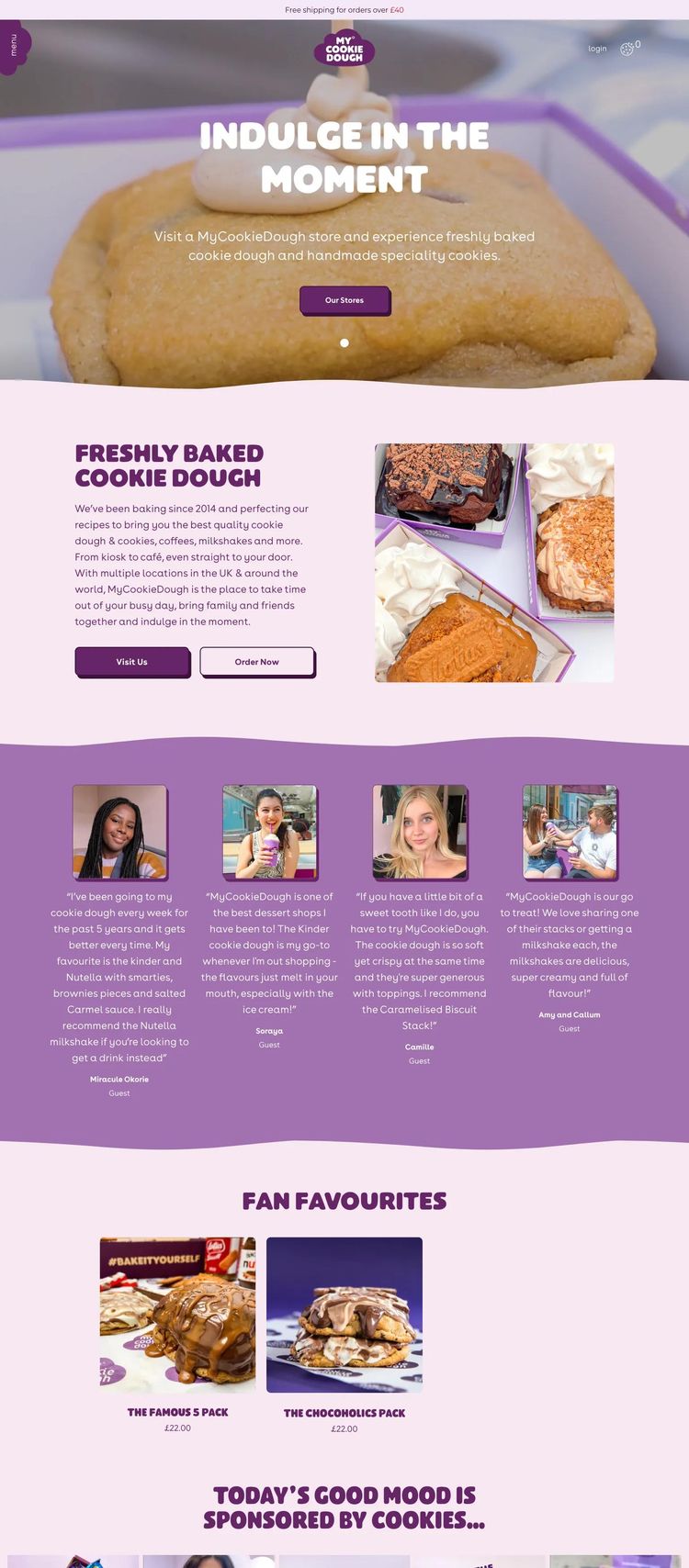 Screenshot 2 of MyCookieDough (Example Shopify Food and Beverage Website)