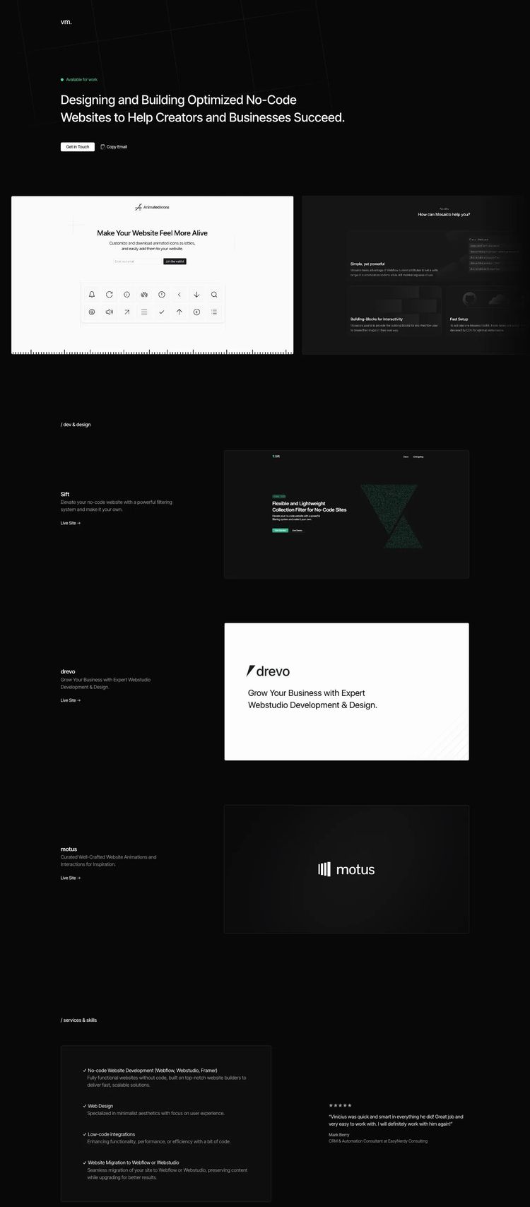 Screenshot 1 of Vinicius Moreira (Example Webstudio Website)