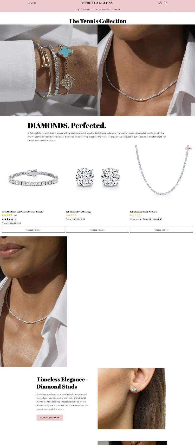 Screenshot 1 of Spiritual Gloss (Example Shopify Jewelry Website)