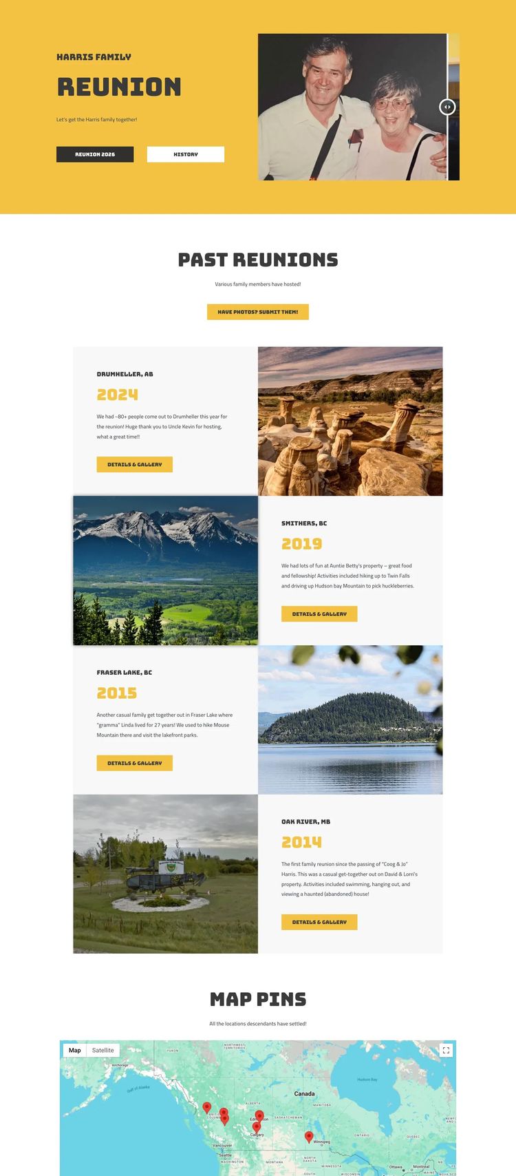 Screenshot 2 of Harris Family Reunion (Example WordPress Family Reunion Website)