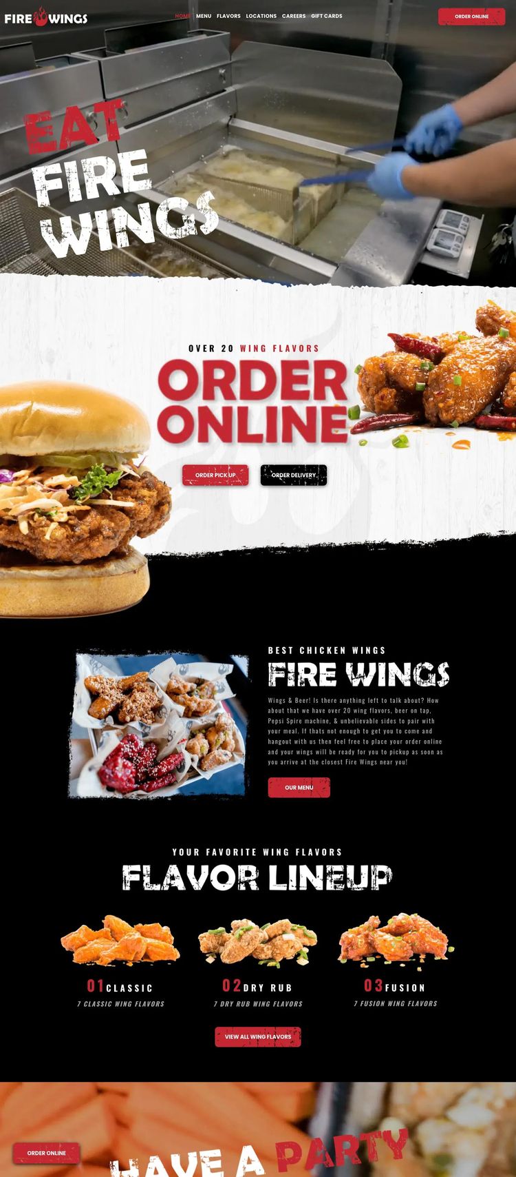 Screenshot 1 of Fire Wings (Example Duda Restaurant Website)