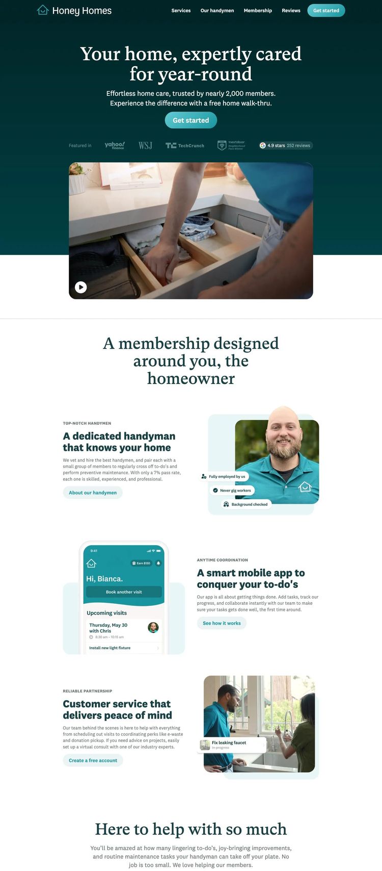 Screenshot 2 of Honey Homes (Example Webflow Handyman Website)