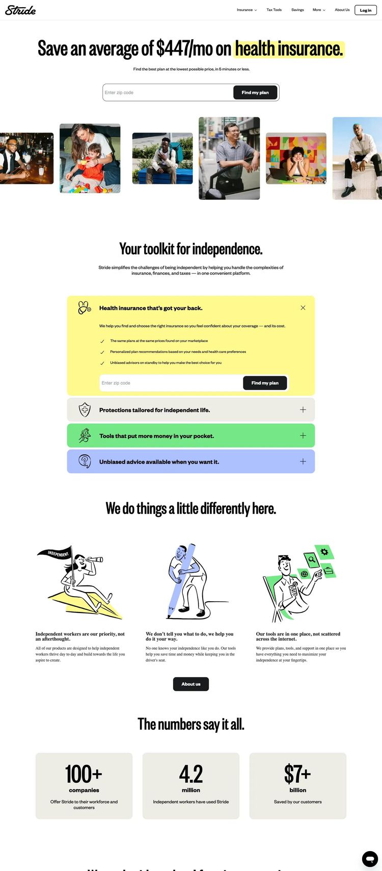 Screenshot 2 of Stride Health (Example Squarespace Insurance Agent Website)