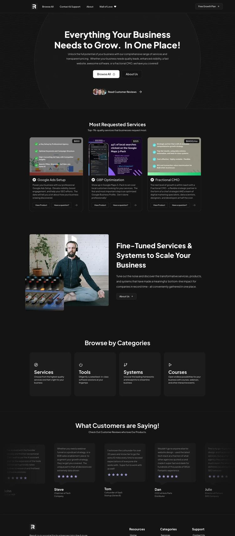 Screenshot 2 of Rendi (Example Framer Business Operations Website)