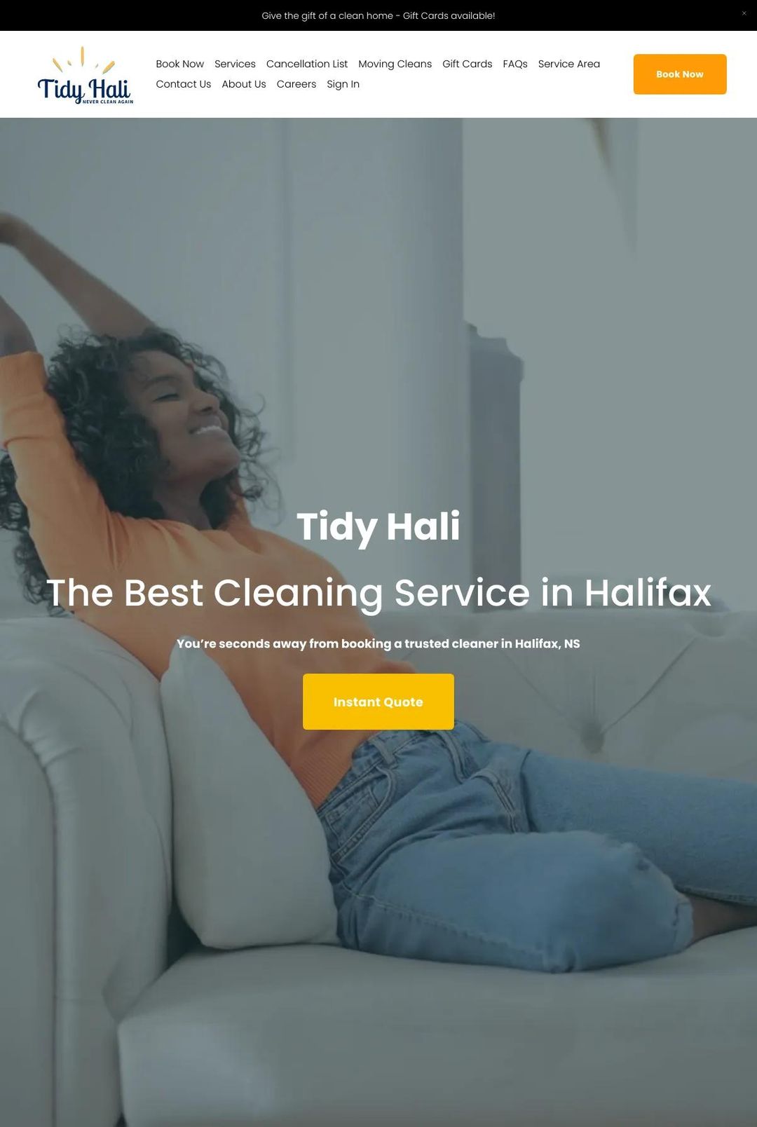 Screenshot 1 of Tidy Hali (Example Squarespace Cleaning Services Website)