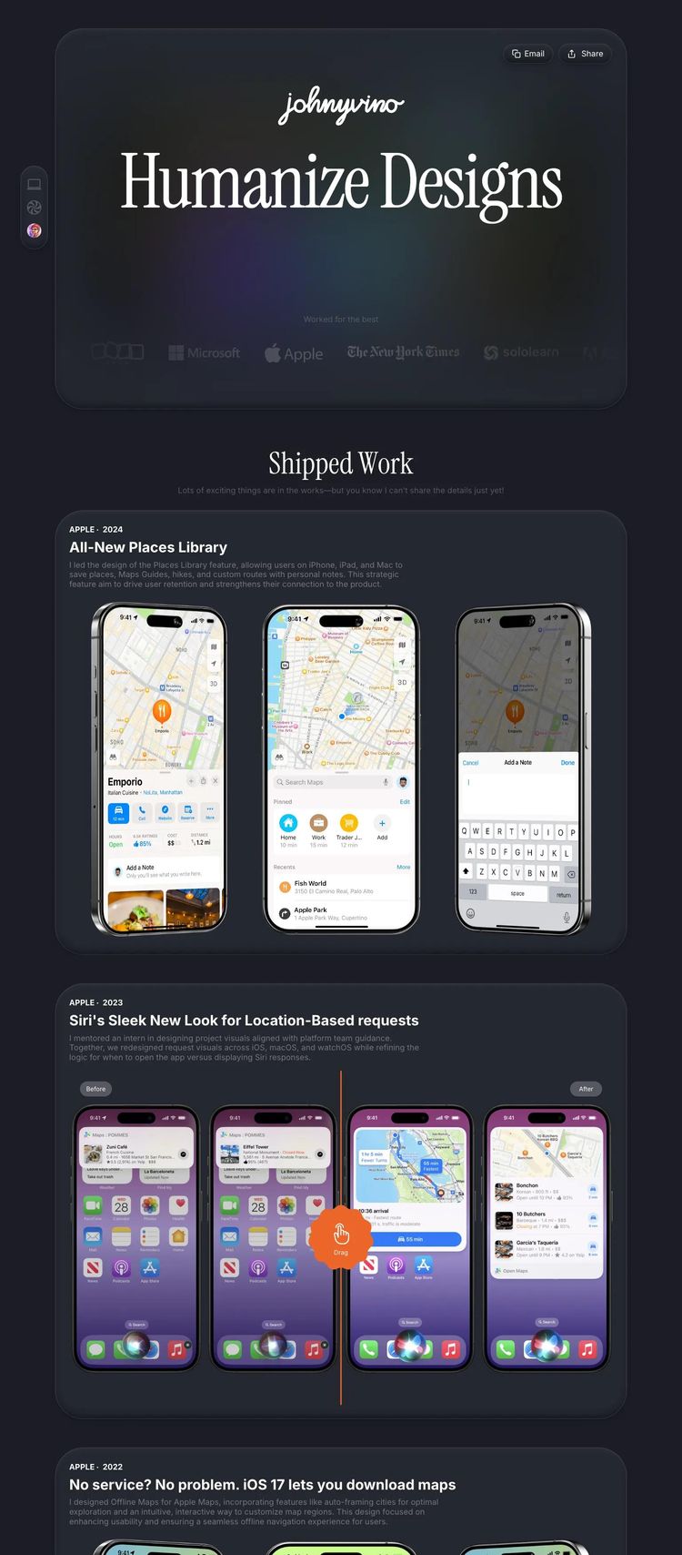 Screenshot 2 of Humanize Designs (Example Framer Design Agency/Studio Website)