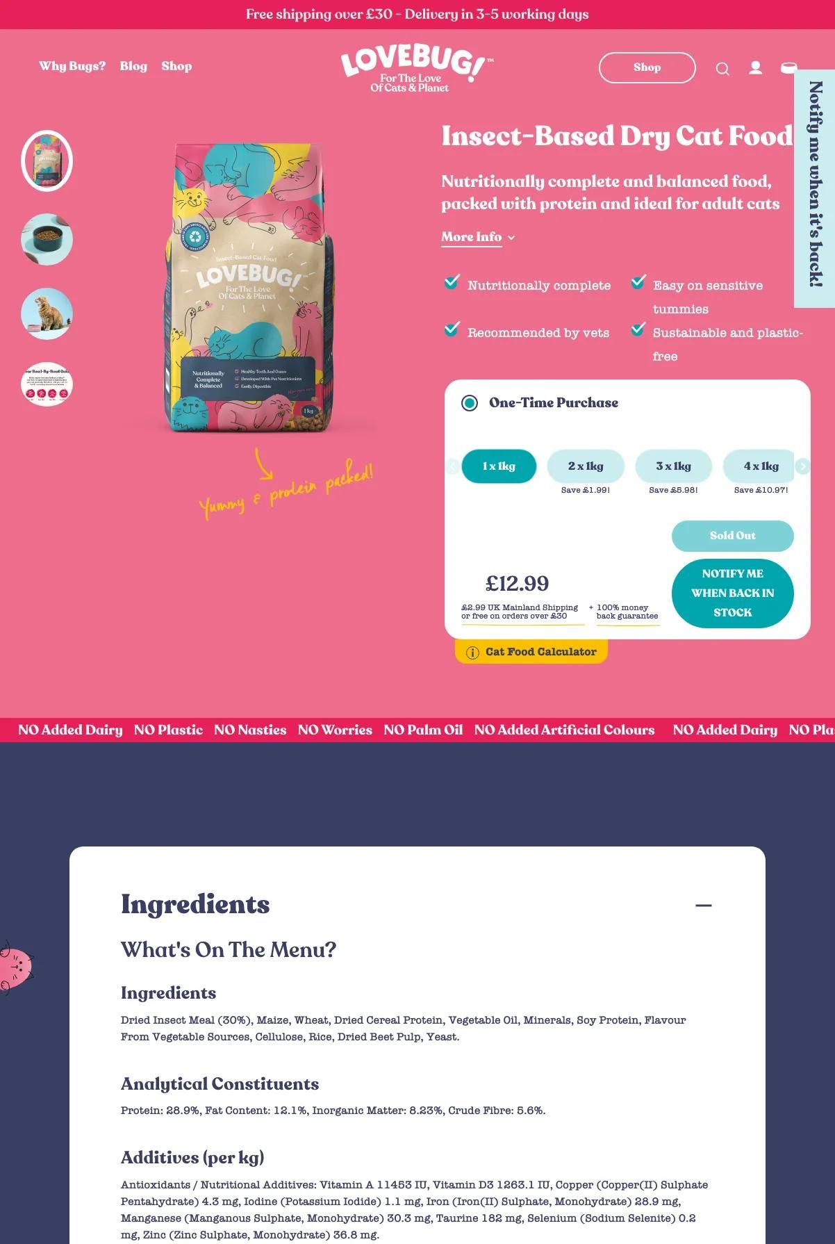 Screenshot 3 of Lovebug Pet Food (Example Shopify Food and Beverage Website)