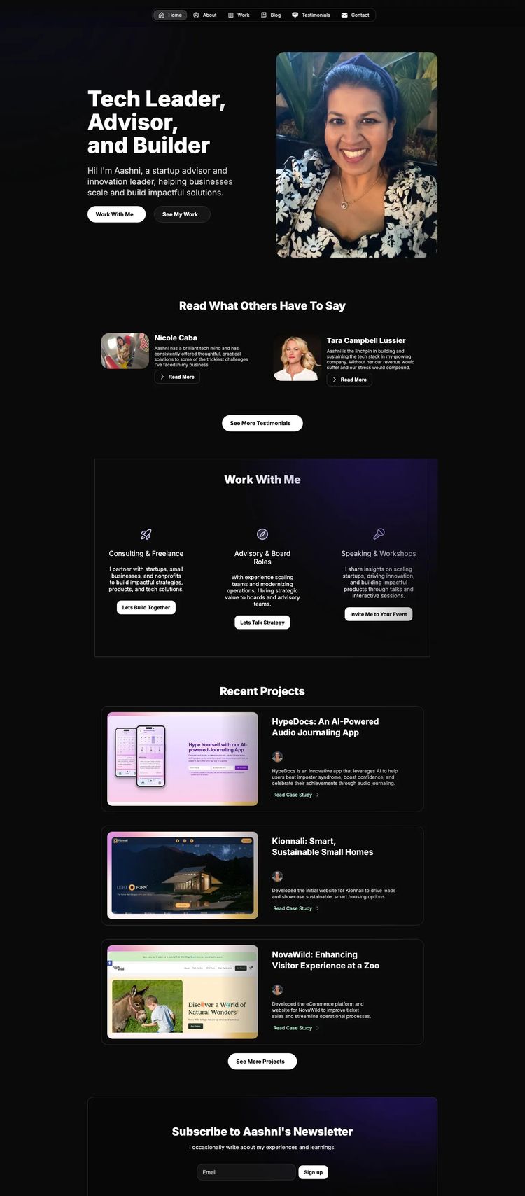 Screenshot 2 of Aashni Shah (Example Next.js Blog Website)