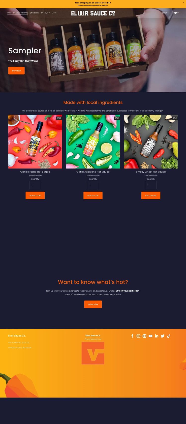 Screenshot 1 of Elixir Sauce Co (Example Squarespace Ecommerce (General) Website)