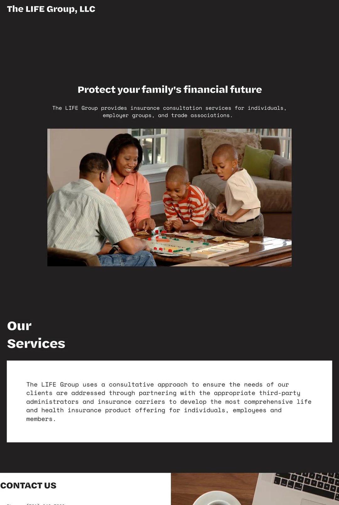 Screenshot 1 of The LIFE Group, LLC (Example Squarespace Insurance Agent Website)