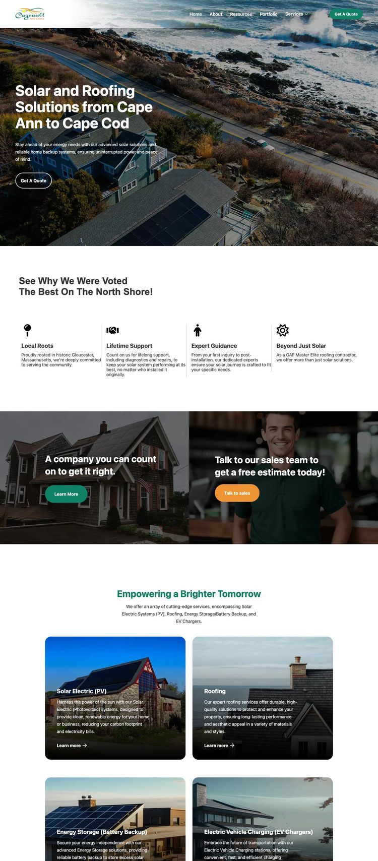Screenshot 2 of Cazeault Solar Home (Example Webflow Solar Website)