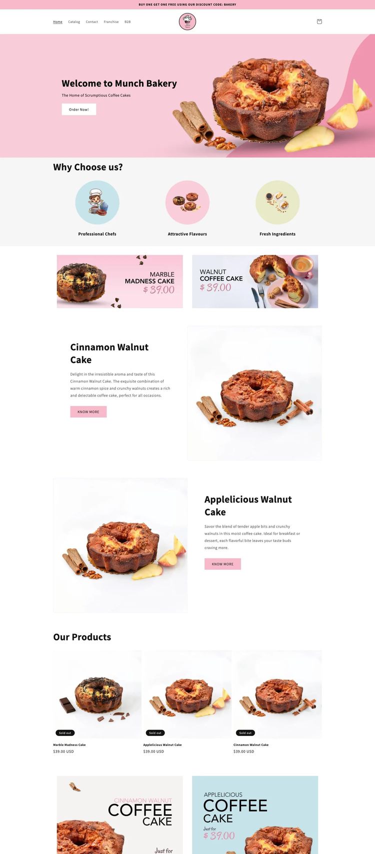 Screenshot 2 of Munch Bakery (Example Shopify Bakery Website)