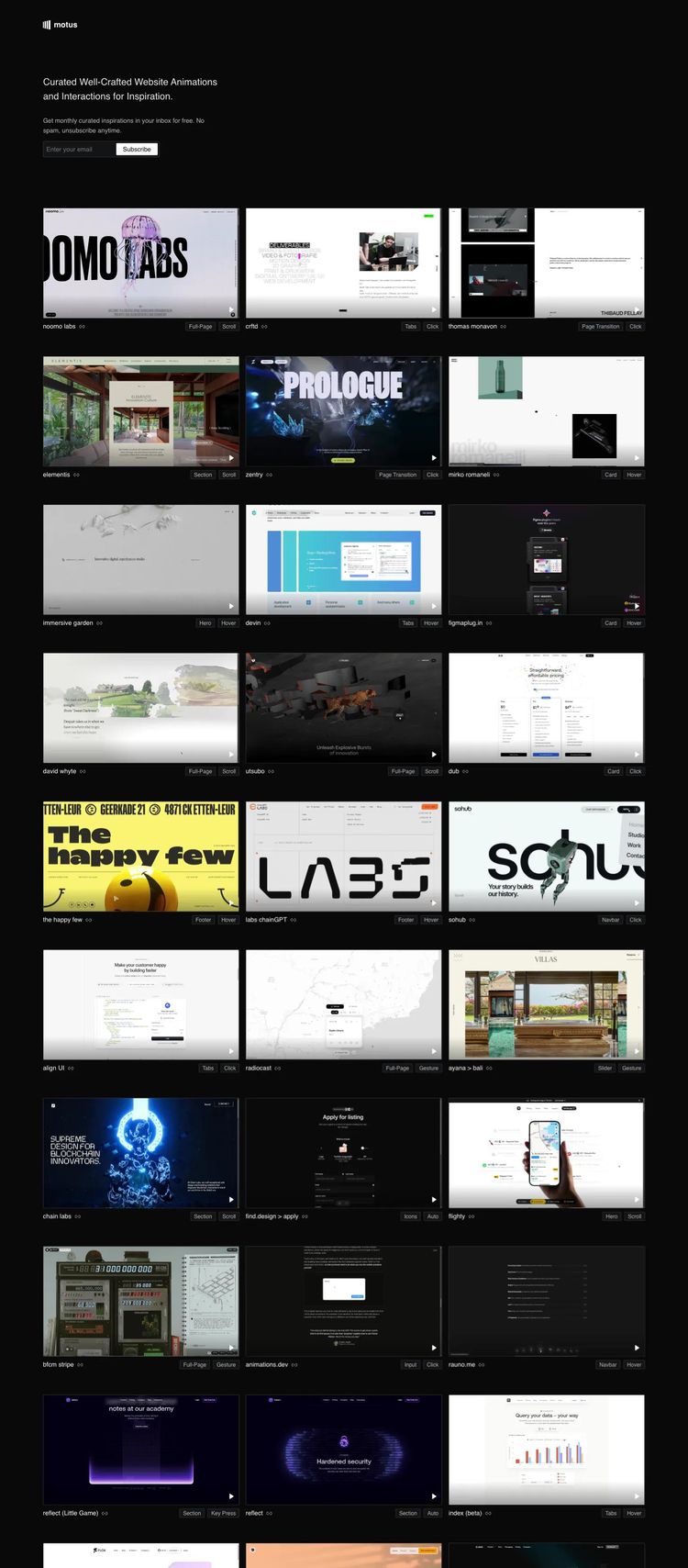 Screenshot 1 of Motus (Example Webstudio Website)