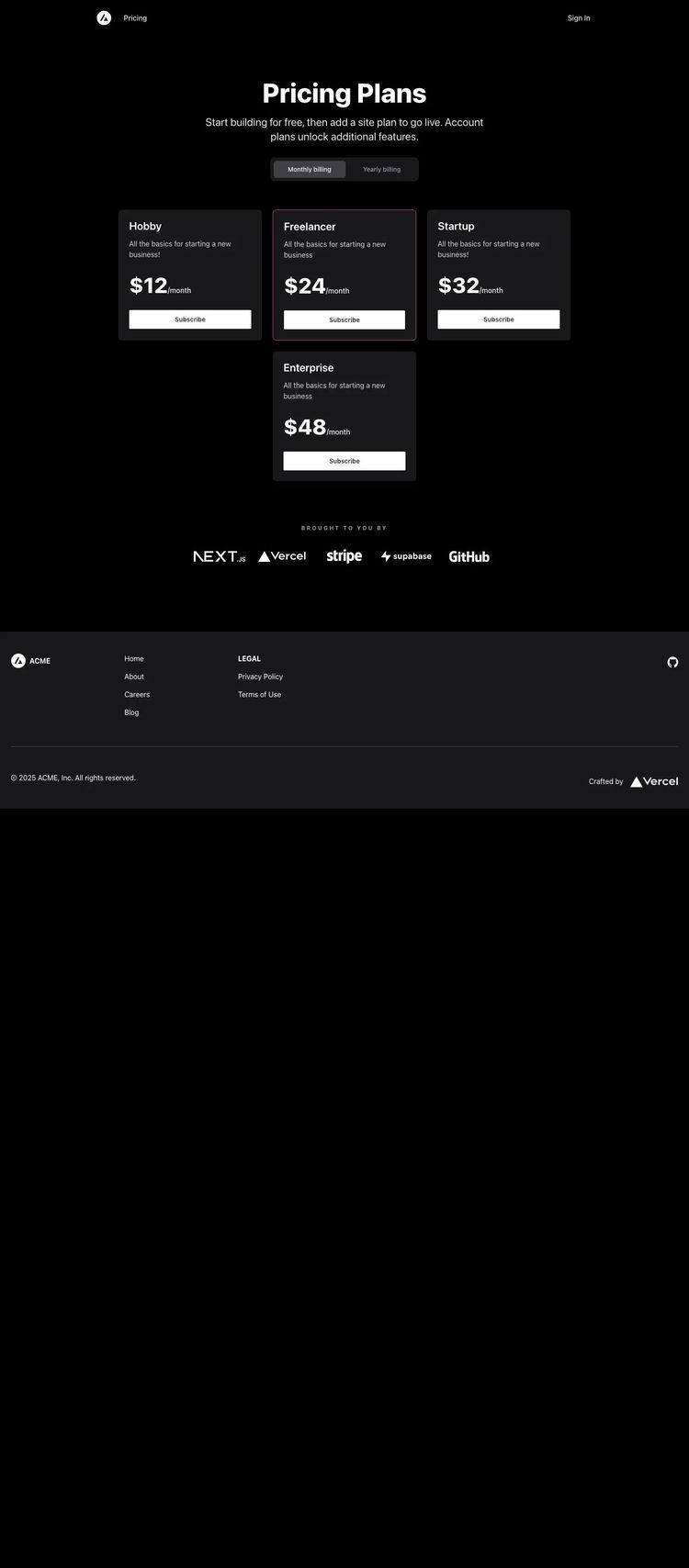 Screenshot 1 of Stripe Subscription Starter Template