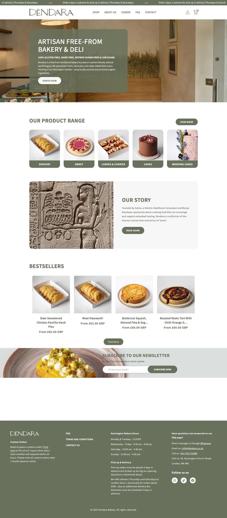 Screenshot 2 of Dendara (Example Shopify Bakery Website)