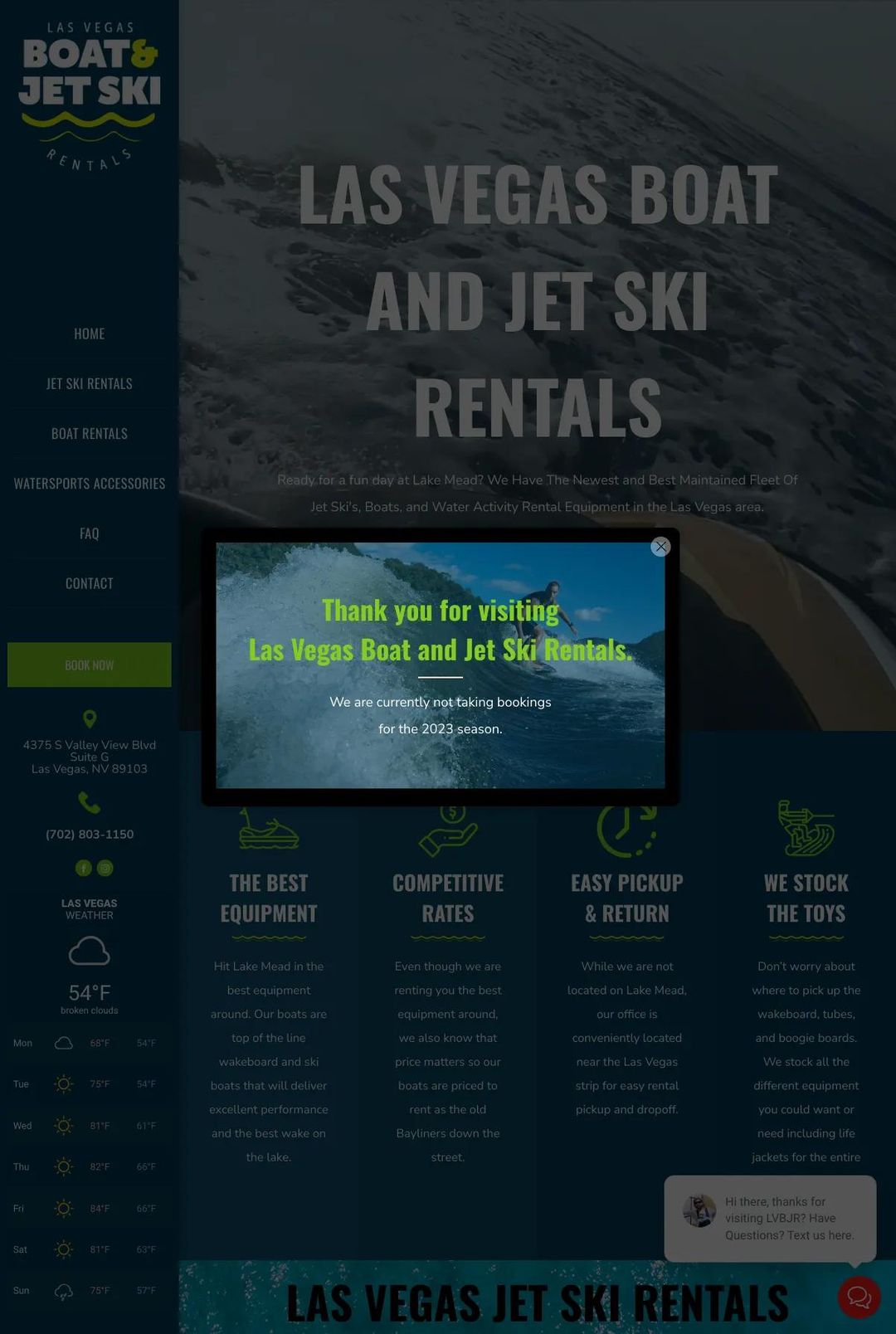 Screenshot 1 of Las Vegas Boat and Jet Ski Rentals (Example Duda Website)