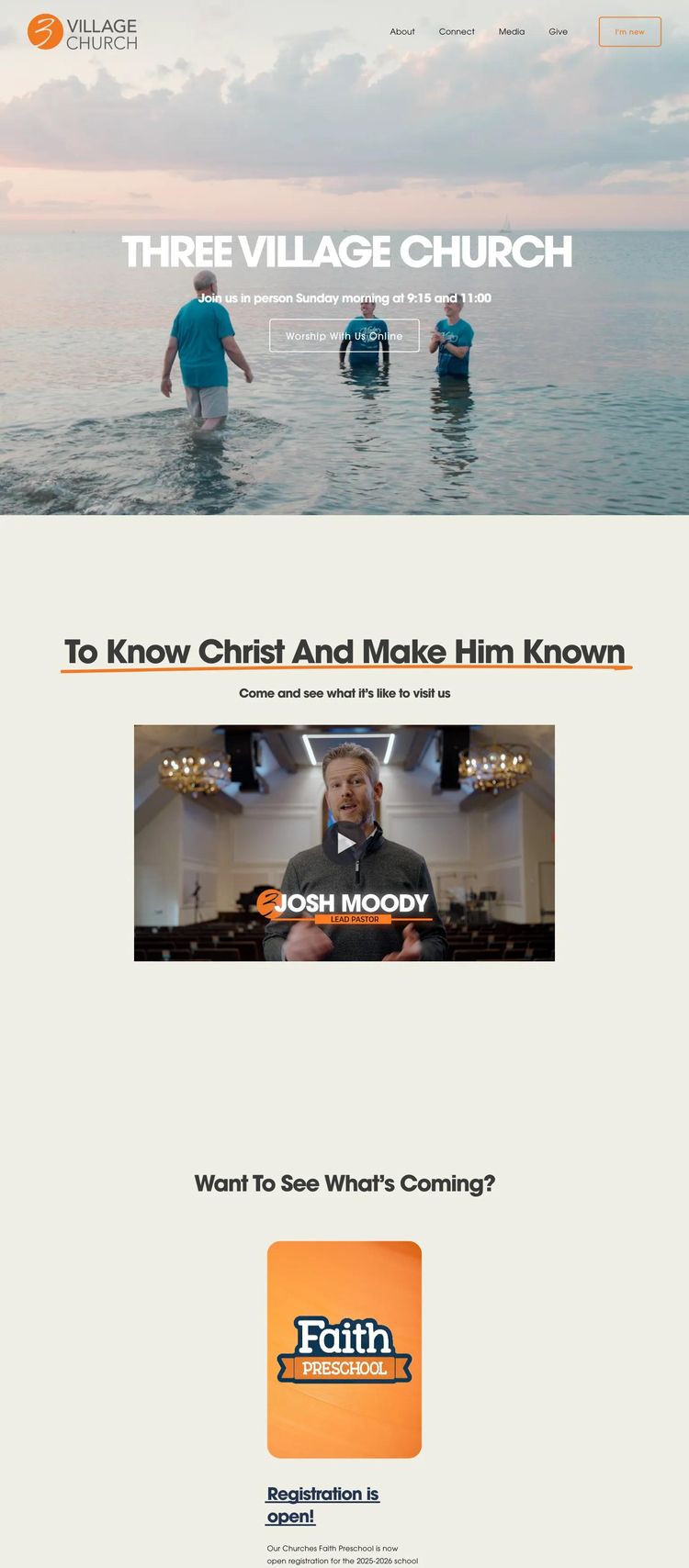 Screenshot 2 of 3VC (Example Squarespace Church/Religious Organization Website)