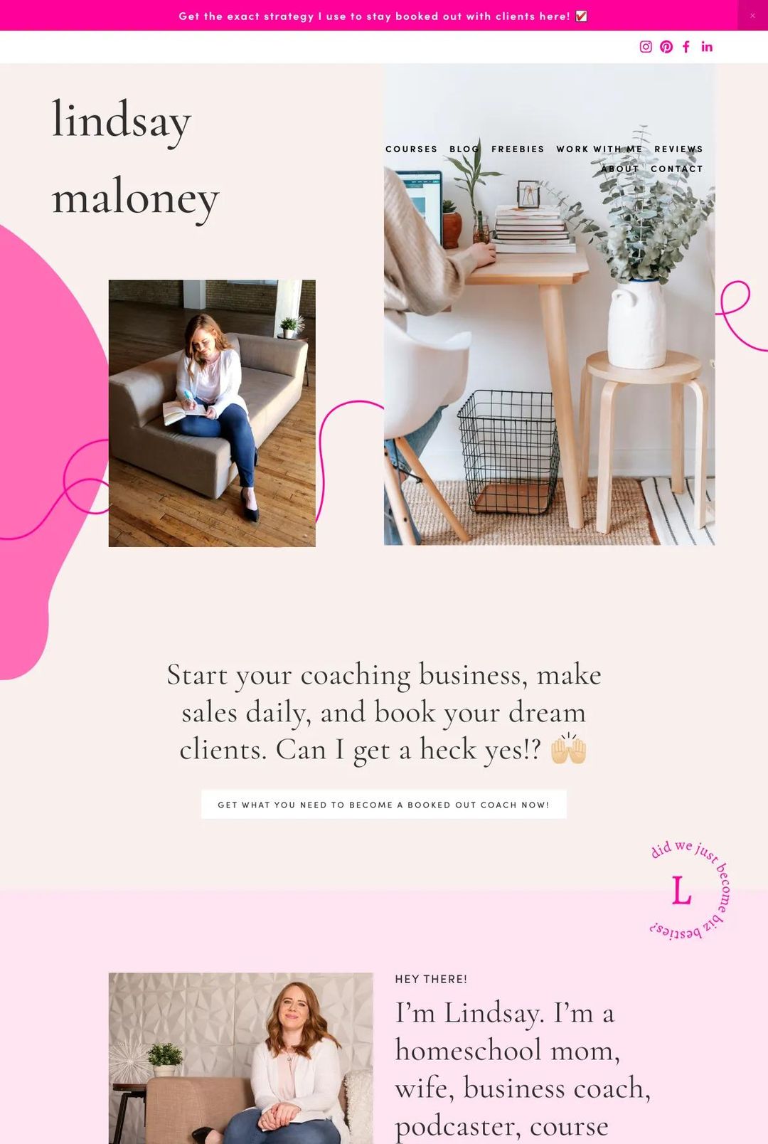 Screenshot 1 of Lindsay Maloney (Example Squarespace Coach Website)
