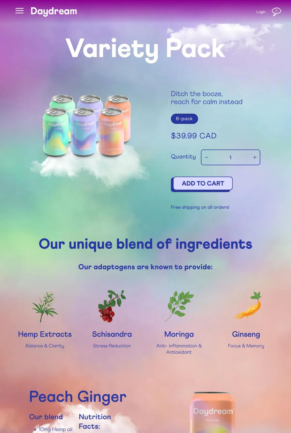 Screenshot 2 of Daydream Drinks (Example Shopify Food and Beverage Website)